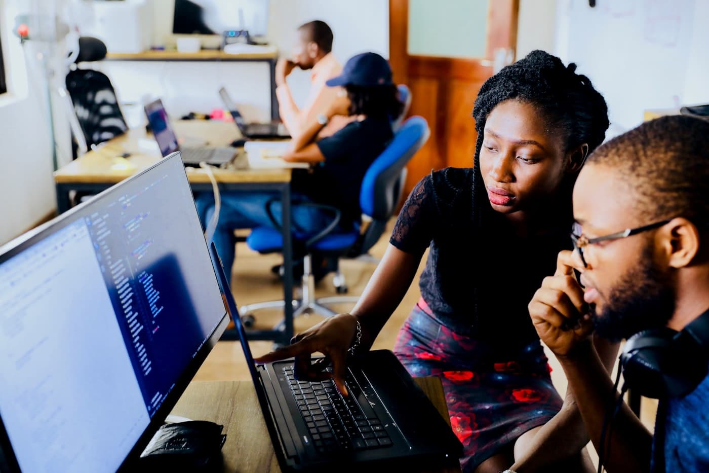 Team collaborating in a modern meeting